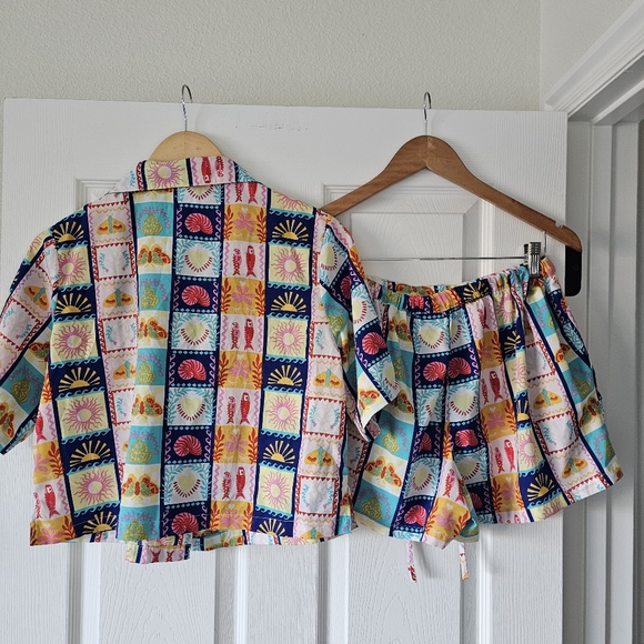 Cynthia Rowley Small Shorts Sleepwear Loungewear Pajama's Set Cropped PJ's  #98 - Picture 3 of 10